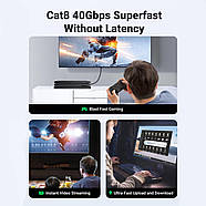 Мережевий кабель для інтернету патч-корд UGREEN Cat8 F/FTP 40Gb/s Lan Ethernet Cable 5м (чорний) NW153, фото 4