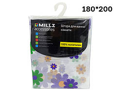 Шторка - фіранка для ванної MILLZ  принт квіти 180х200 MRS-P-066