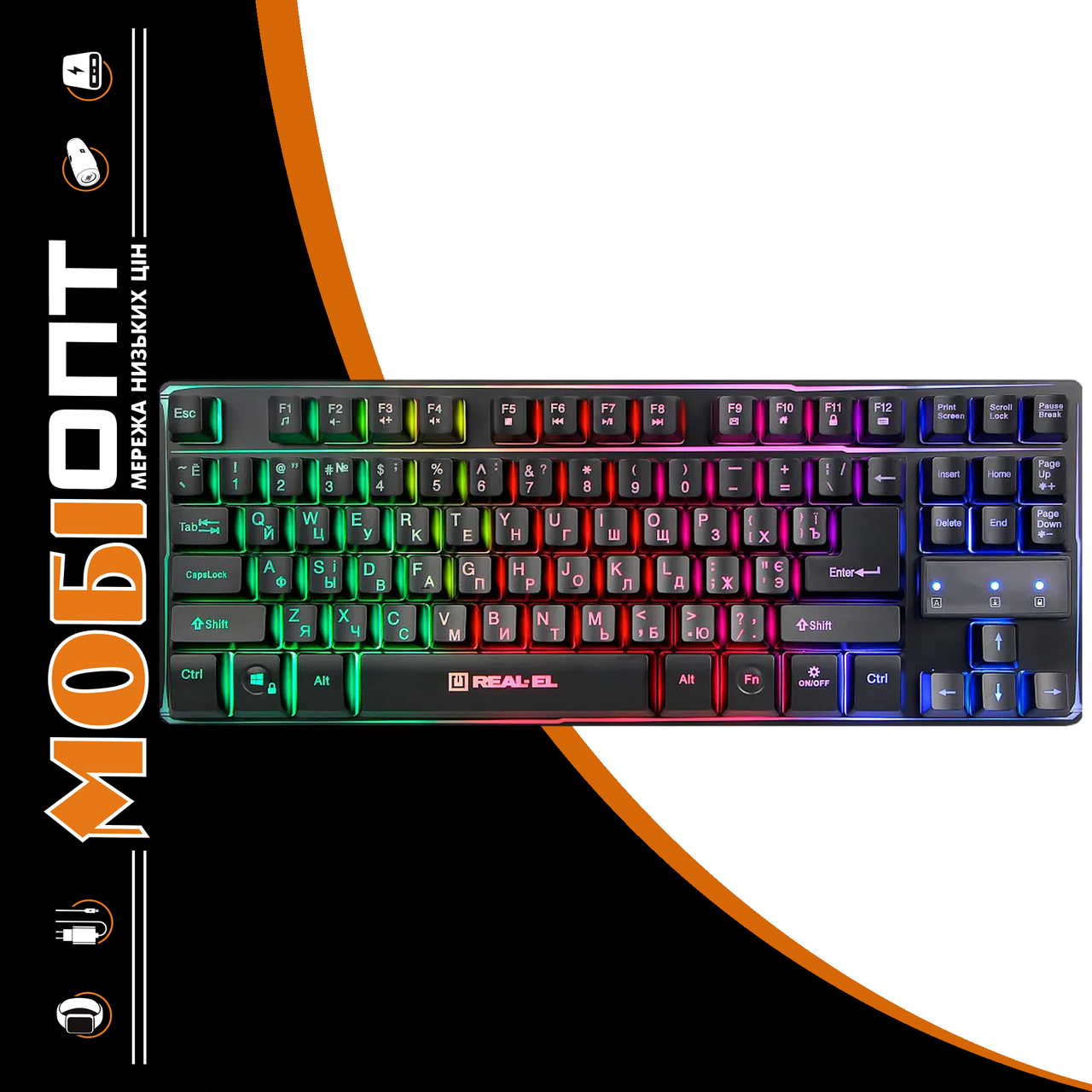 Клавіатура USB Real-EL Gaming 8710 TKL Backlit Black (EL123100030) UA