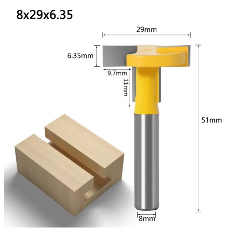 Фреза по дереву пазова Т-подібна Ø29 мм (хвостовик 8 мм), фото 1