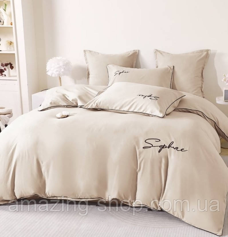 Євро комплект якісної постільної білизни із сатину  розмір 200*230 см, фото 1