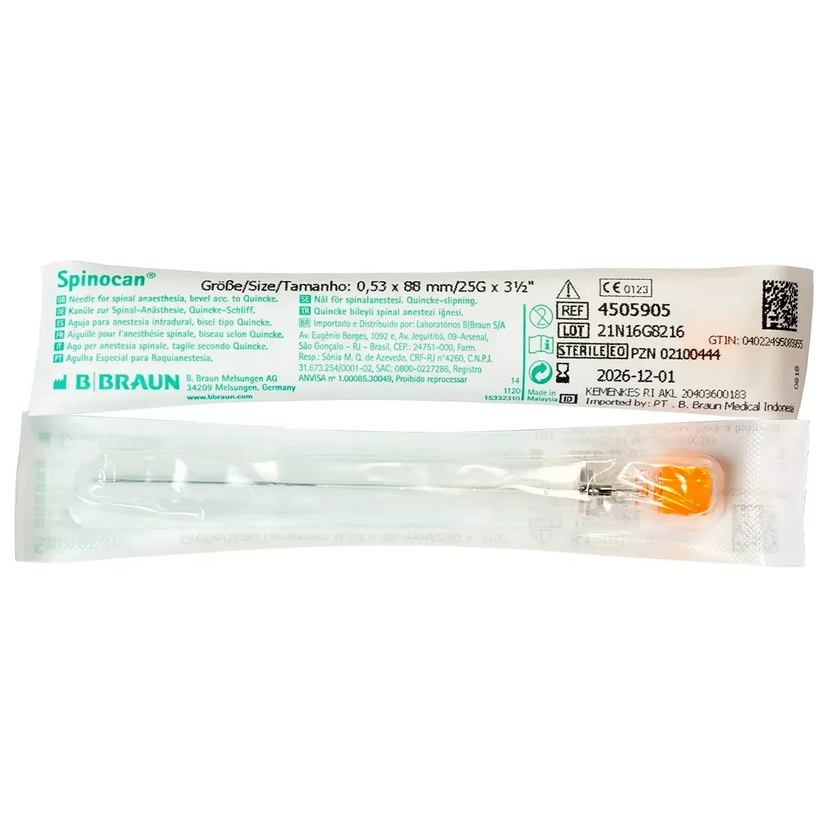 Голка спінальна Spinocan B.Braun 0,53 x 88 мм, G 25 x 3 1/2, Квінке