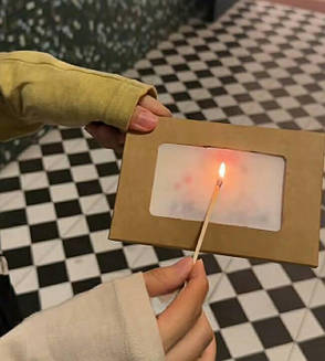 Палаюча листівка DIY "Flaming Card", 10см*15см, коричнева, фото 4
