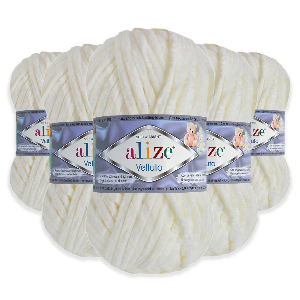 Упаковка Alize Velluto, Молочний No62, 5 шт., фото 1