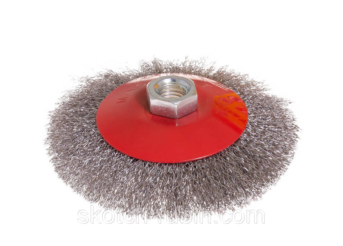 Щітка конусна MASTERTOOL з рифленого дроту 115 мм М14 19-8211
