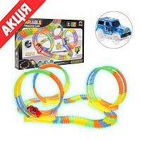 Гнучкий автотрек, що світиться, 468 см Гоночна траса з машинкою Magic Tracks Дитячий люмінесцентний трек 148 дет