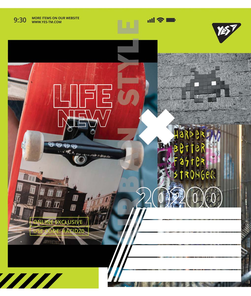 Набір шкільних зошитів А5 Yes 36 аркушів у клітинку 3 шт., New life 765010, малюнок обкладинки асорті