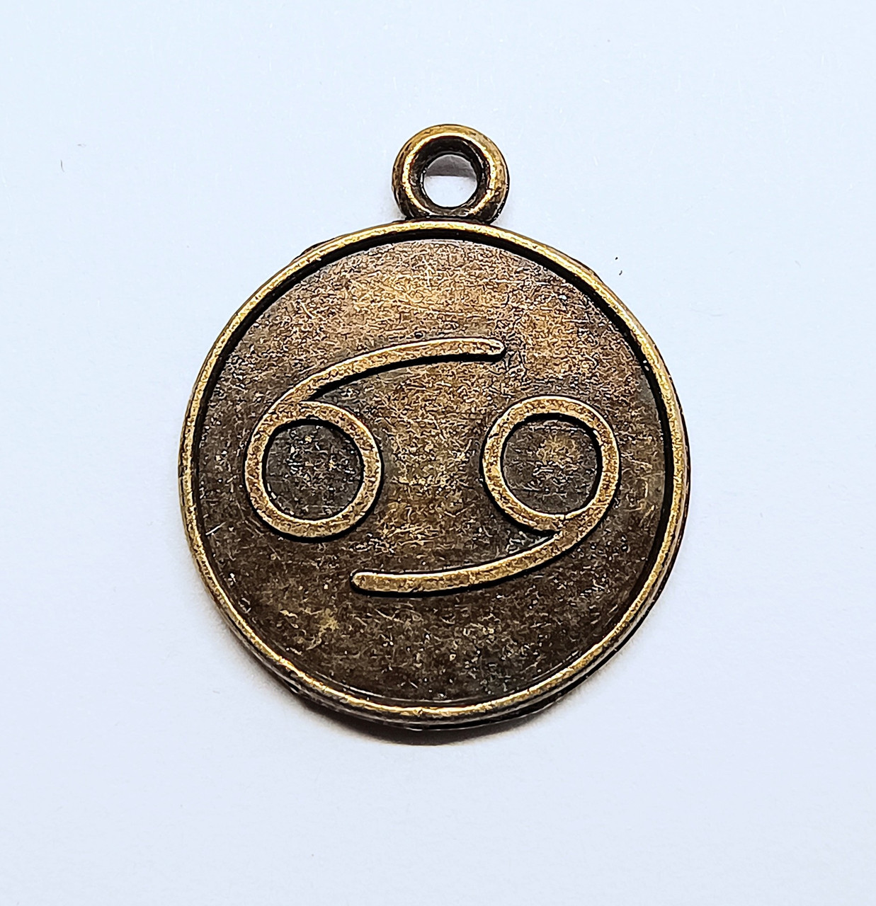 Підвіски металеві Finding Кулон круглий знак зодіаку двосторонній Рак Антична бронза 21.5 мм x 18 мм