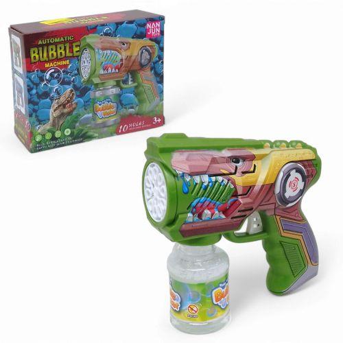 Пістолет з мильними бульбашками Динозавр підсвічування, 10 отворів, автоматичний принцип, пляшечка з мильним, фото 1