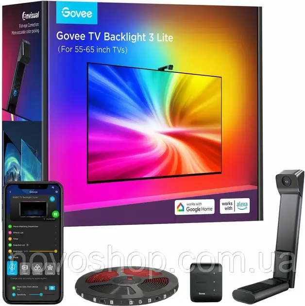 Набір адаптивного підсвічування Govee H6099 Backlight 3 Lite 55-65" RGBIC Wi-Fi/Bluetooth Чорний