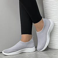 36 р. Кросівки жіночі літні без шнурівок сірі тканинні (1212012)