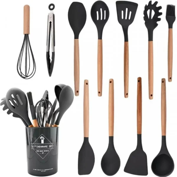 Набір приладдя для кухні 12 предметів Kitchen Set, RD-1204 Кухонний набір у склянці Чорний