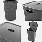 Кошик для білизни Curver Softex 56L (00571) сірий, з ручками та кришкою, фото 3