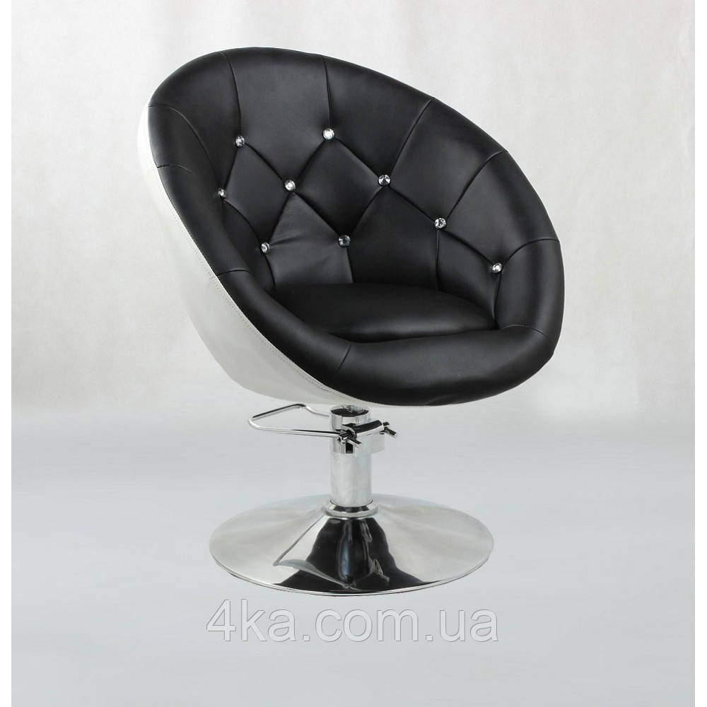 Перукарське крісло Bazkar HC8516CH Чорний з білим, Стрази