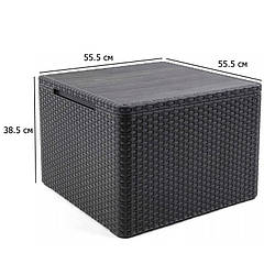 Столик пластиковий садовий з функцією зберігання Claire storage table 55.5 см графіт квадратний