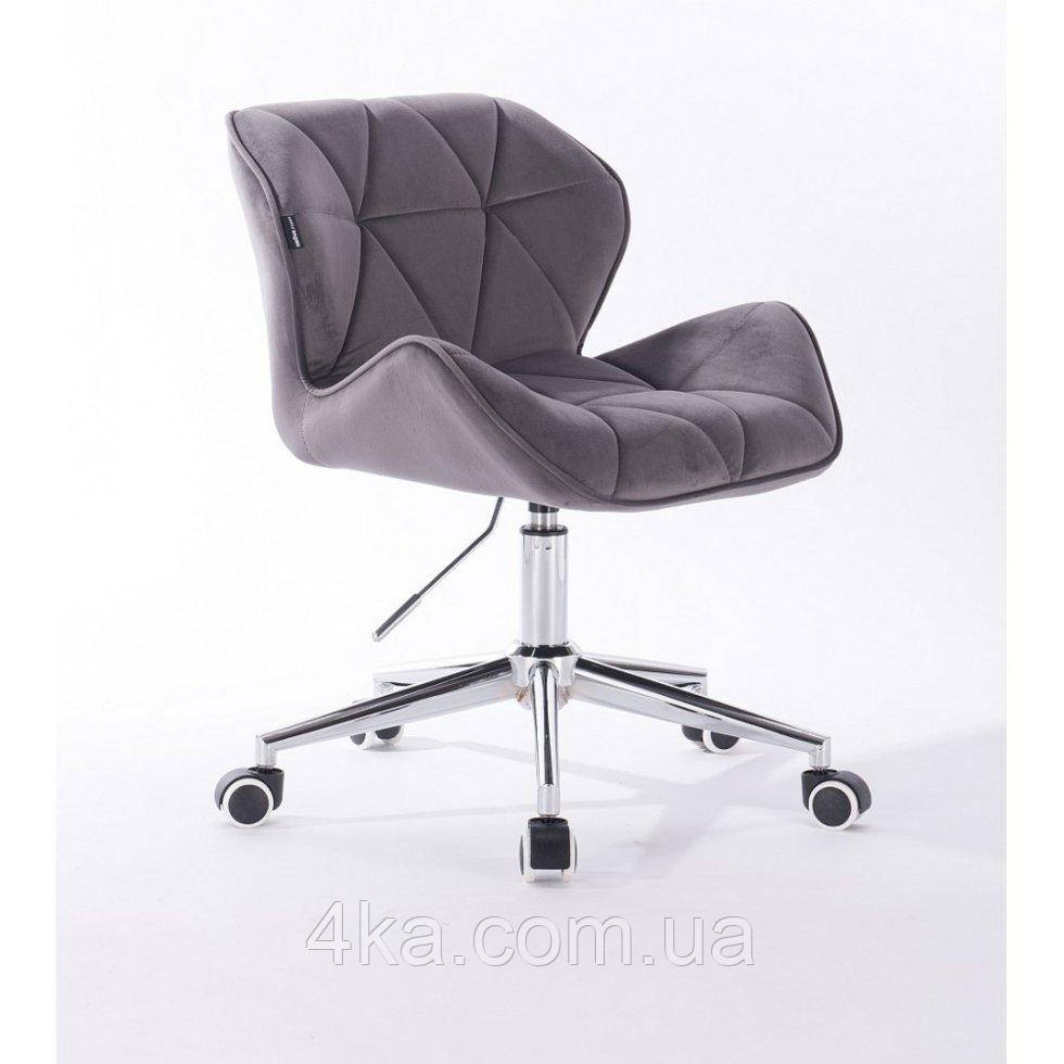 Перукарське крісло на пневматиці HR111K хром опора велюр графіт