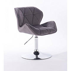 Перукарське крісло на пневматиці HR111N хром опора велюр графітовий
