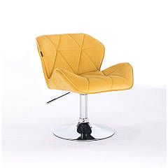 Перукарське крісло на пневматиці HR111N хром опора велюр жовтий