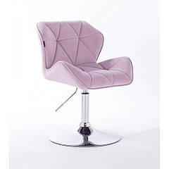 Перукарське крісло на пневматиці HR111N хром опора велюр лавандовий