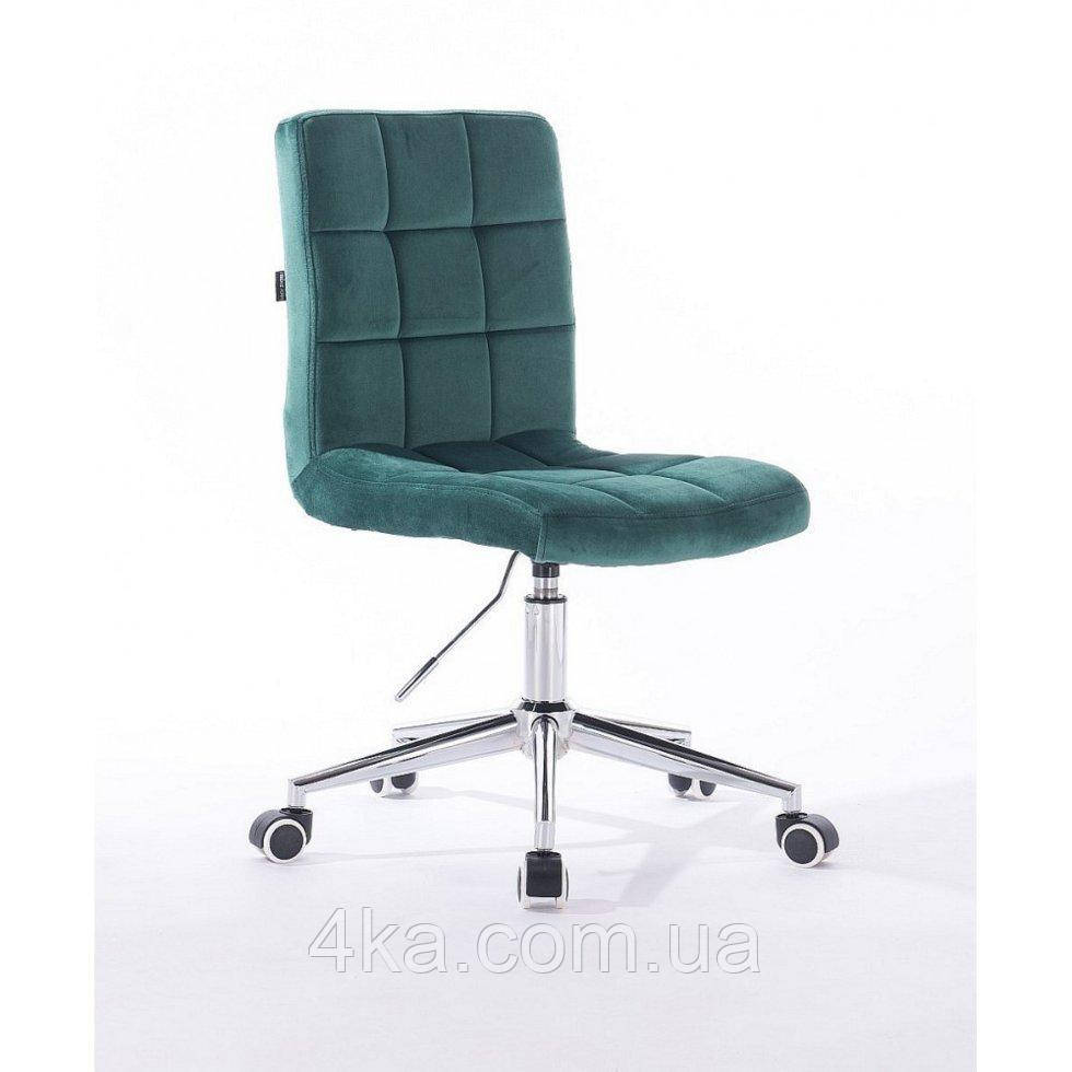 Перукарське крісло на пневматиці HR7009K хром підстава, зелений