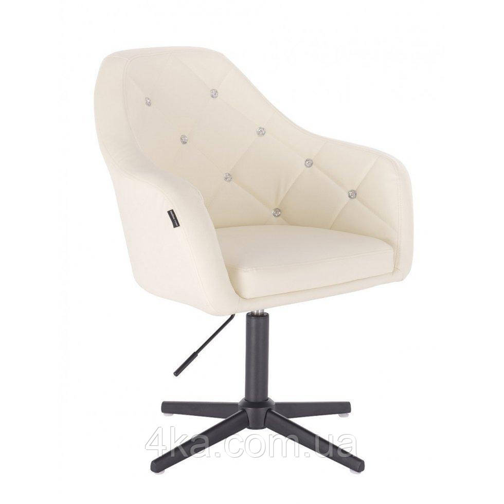 Перукарське крісло на пневматиці HR830C кожзам чорне підстава, бежевий