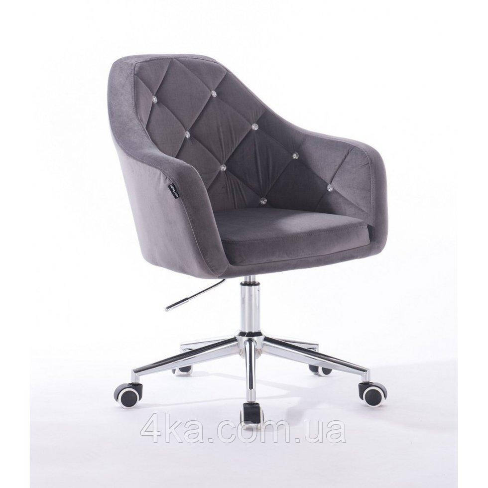 Перукарське крісло на пневматиці HR830K велюр графіт, фото 1