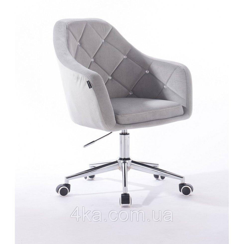 Перукарське крісло на пневматиці HR830K велюр сталевий