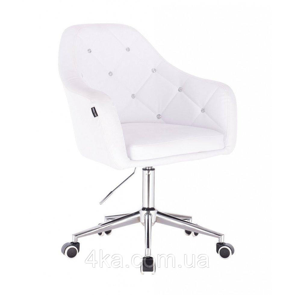 Перукарське крісло на пневматиці HR830K кожзам хромоване основа, білий, фото 1