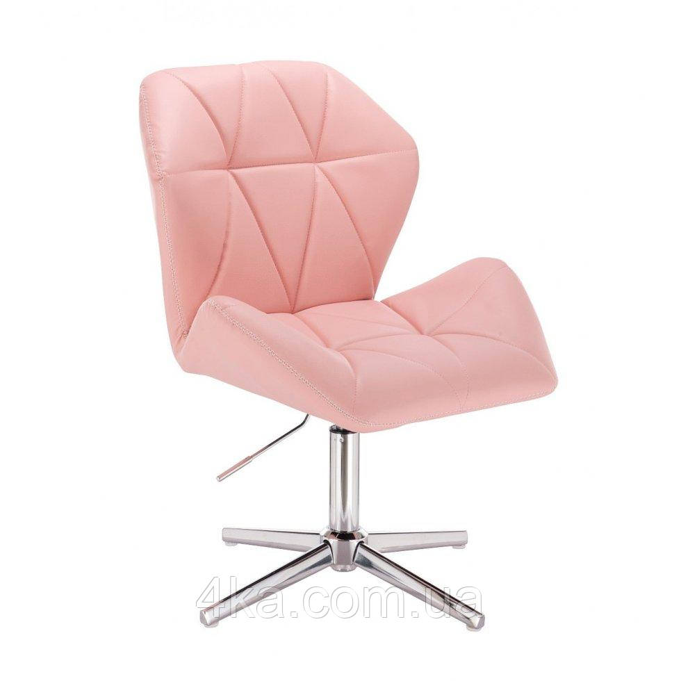 Перукарське крісло на пневматиці Hrove Form HR212ZС пудровий кожзам хрестовина без коліс основа хром