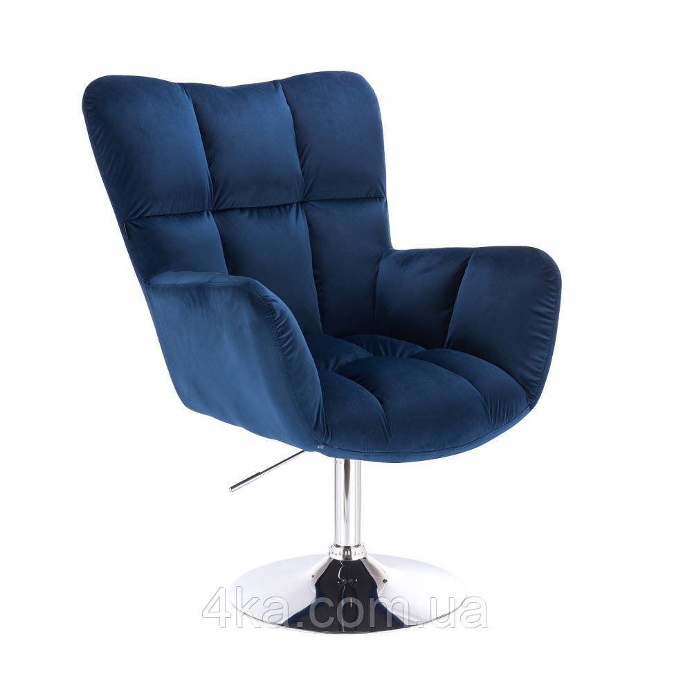 Крісло HR650N синій велюр хромована основа, фото 1