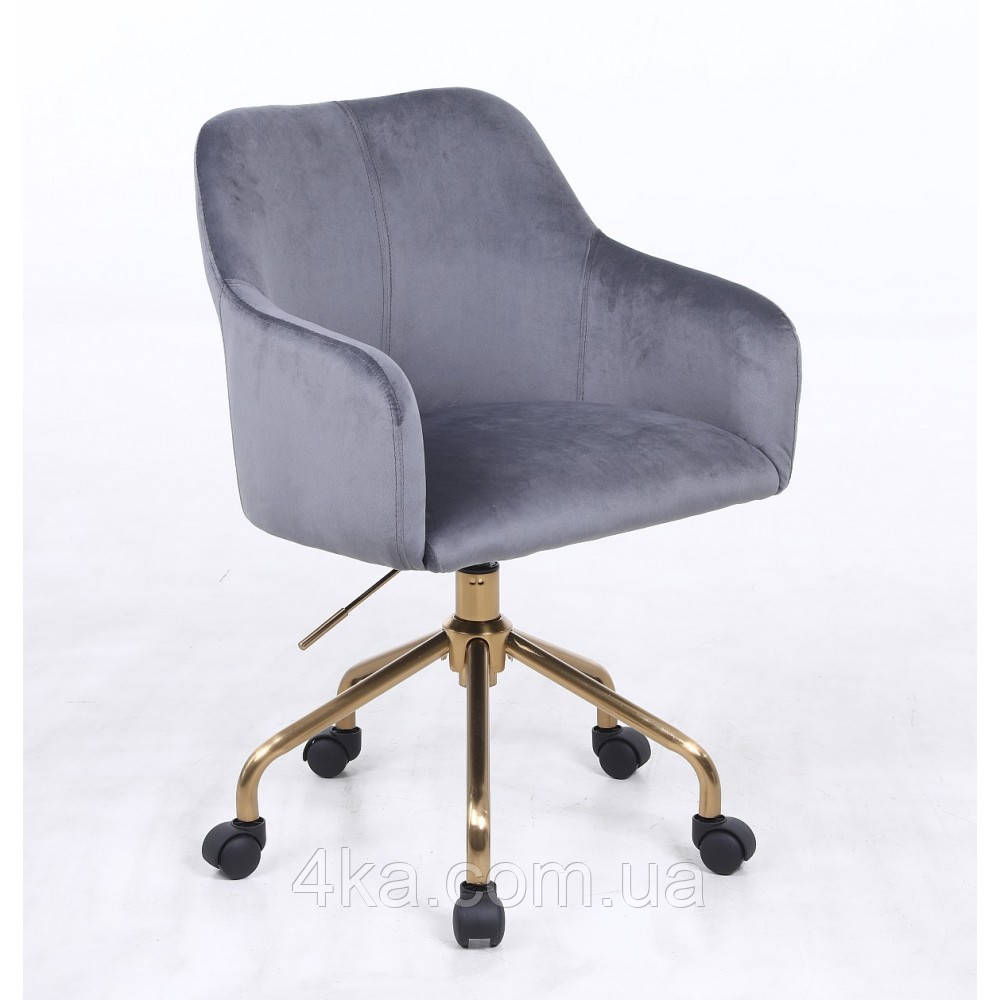 Перукарське крісло на пневматиці Hrove Form HR698K графіт велюр золота основа