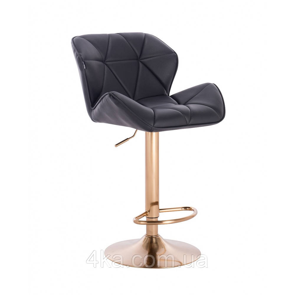 Стілець барний з регулюванням висоти хокер Hrove Form HR111W чорний золота основа