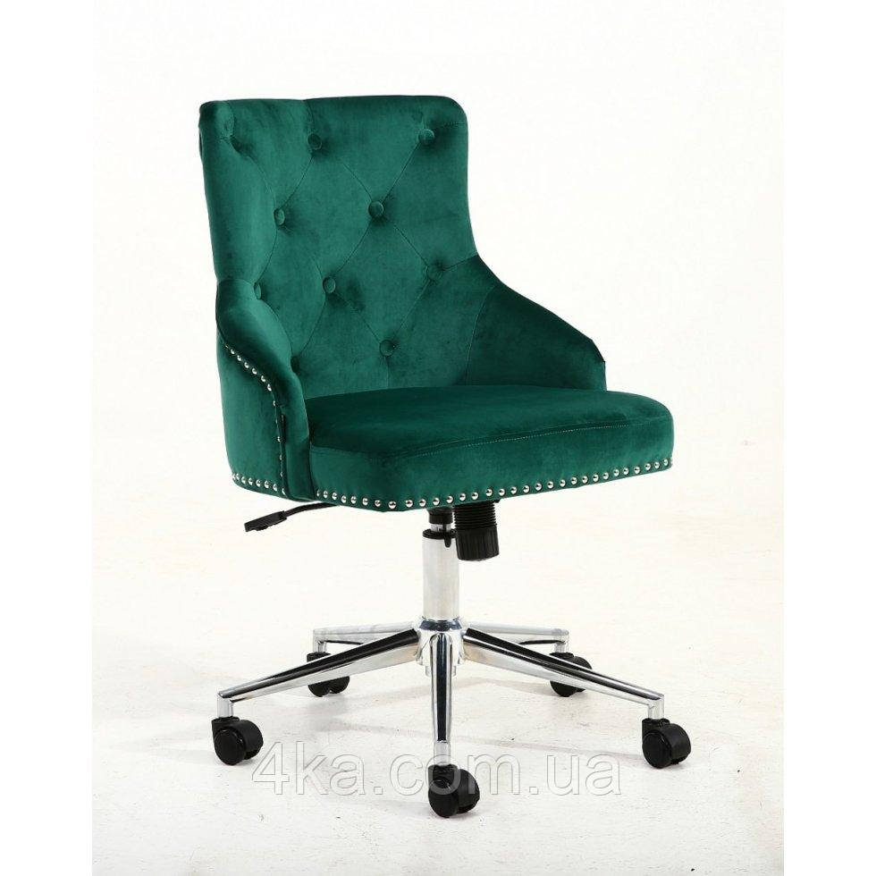 Перукарське крісло на пневматиці Hrove Form HR654K зелений велюр з гудзиками, фото 1