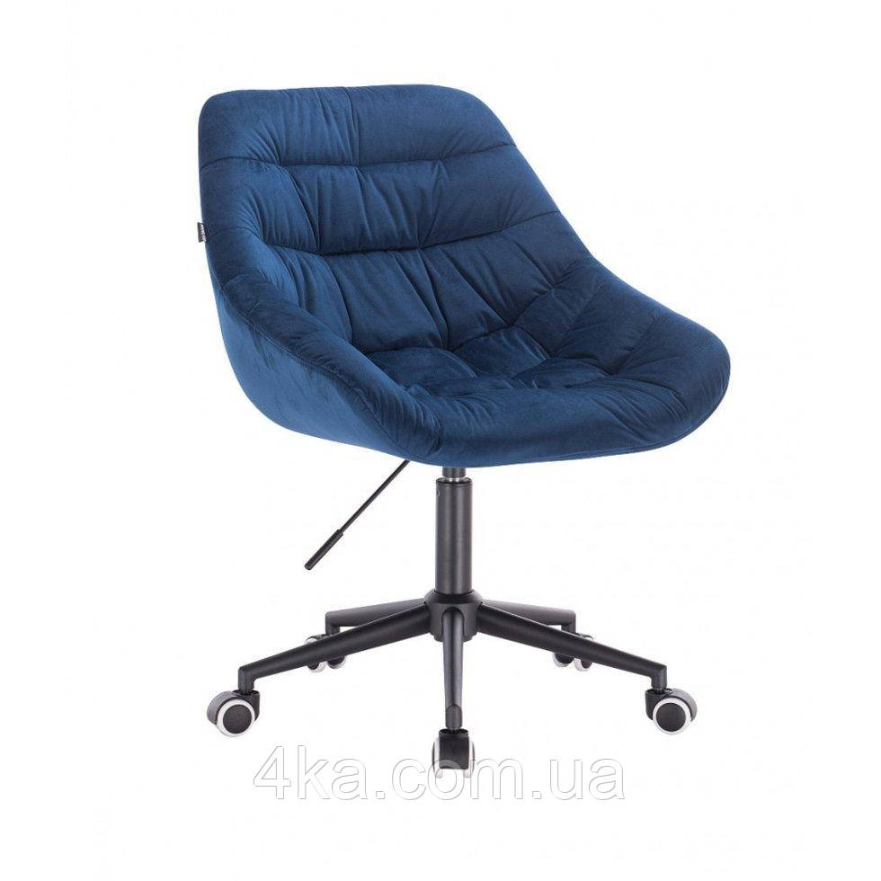 Перукарське крісло на пневматиці Hrove Form HR825 Синій велюр чорні колеса, фото 1