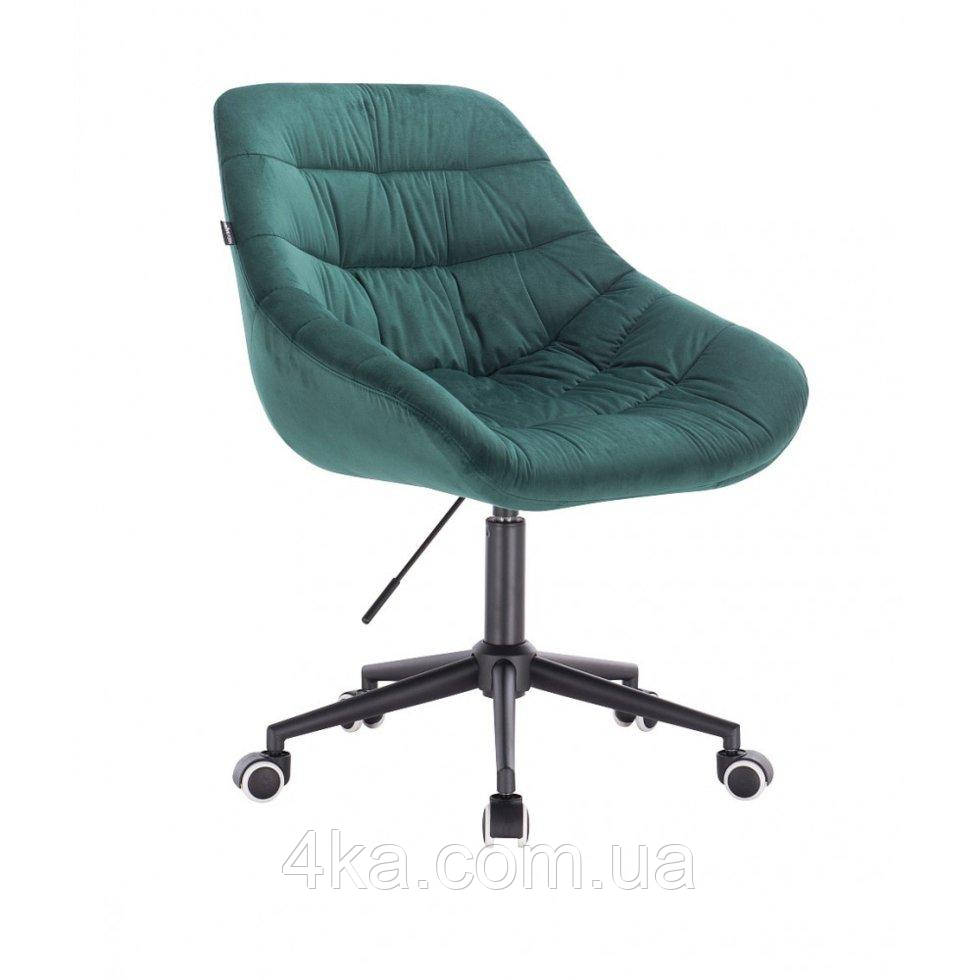 Перукарське крісло на пневматиці Hrove Form HR825 зелений велюр чорні колеса, фото 1