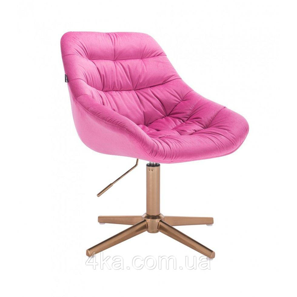 Перукарське крісло на пневматиці Hrove Form HR825С малиновий велюр основа золото