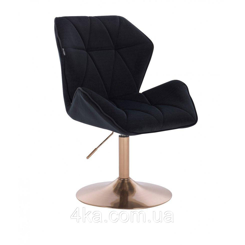 Перукарське крісло на пневматиці Hrove Form HR212 чорний велюр основа золото