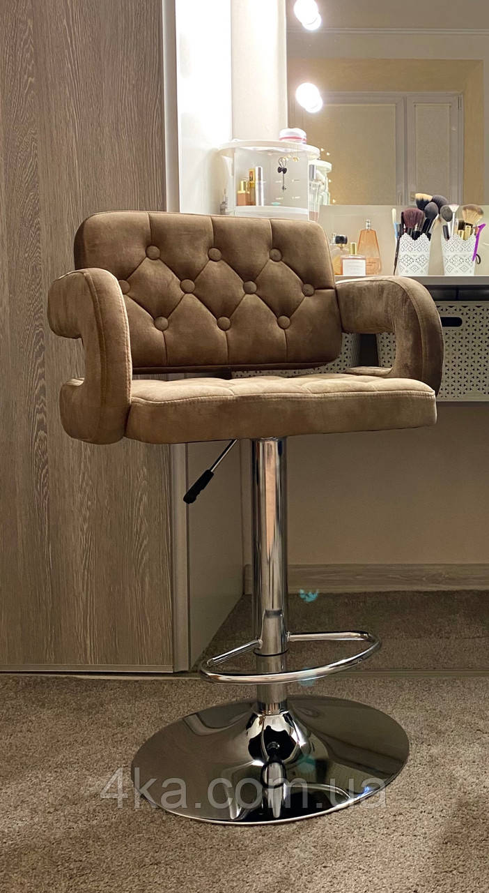 Стілець барний з регулюванням висоти хокер Hrove Form HR8403W карамель велюр