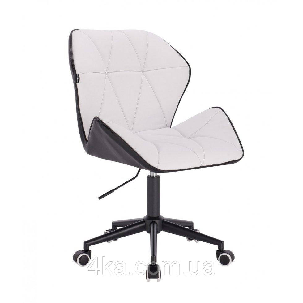 Перукарське крісло на пневматиці Hrove Form HR212 біло-чорний кожзам чорні колеса