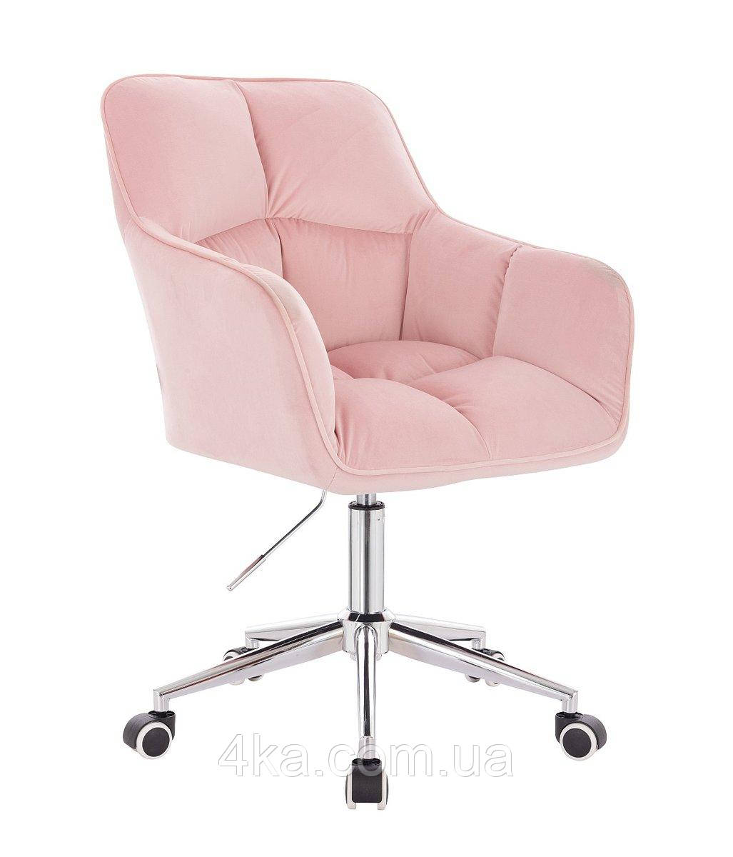 Перукарське крісло на пневматиці HR550K рожевий велюр