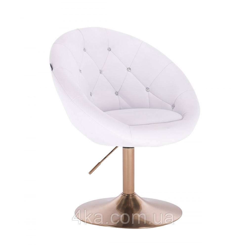 Перукарське крісло на пневматиці HC8516N білий на золотій основі