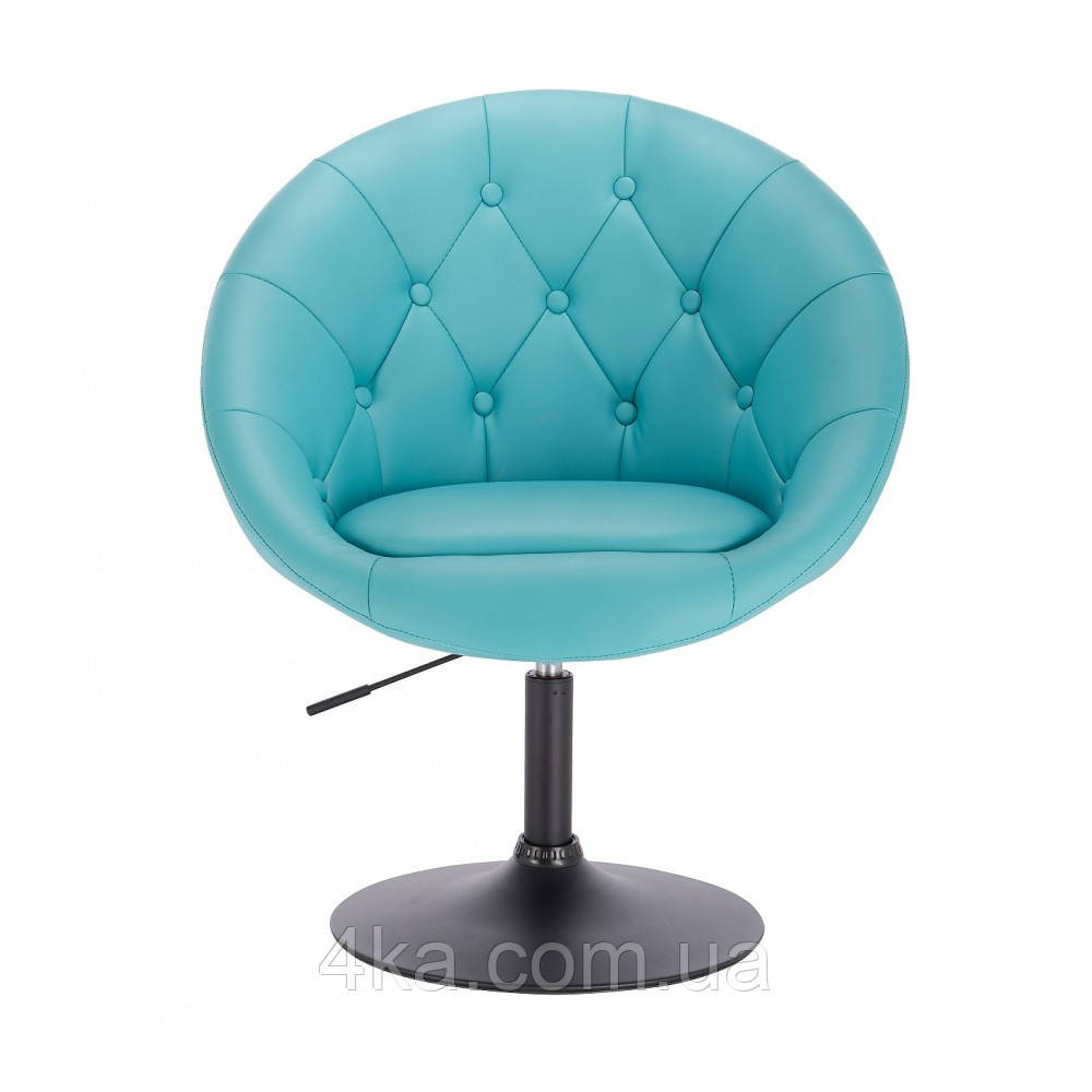 Перукарське крісло на пневматиці HC8516N бірюзовий на чорній основі, гудзики