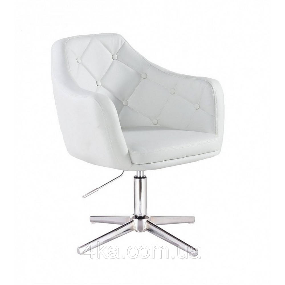 Перукарське крісло на пневматиці Bazkar НС831С білий з гудзиками