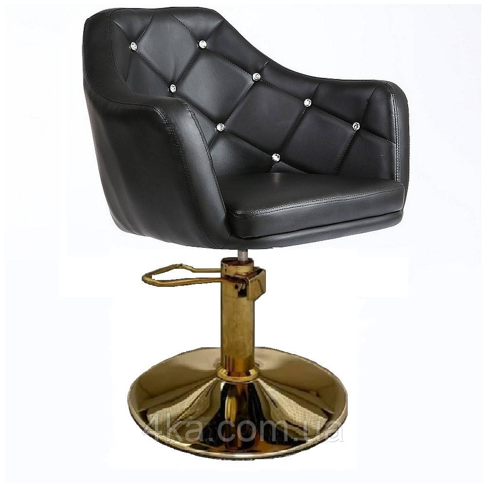 Перукарське крісло Votana на гідравліці HC830H Чорний основа золото