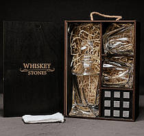 Набір для віскі Quadro №7 (2 склянки, графін, 9 каменів для віскі, щипці)