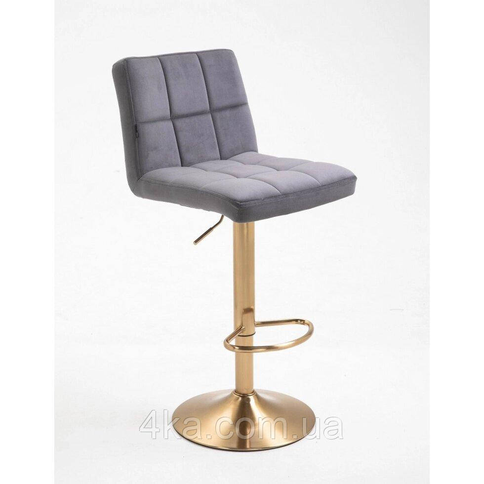 Візажний стілець хокер з регулюванням висоти VR8052W графіт велюр золотої основи