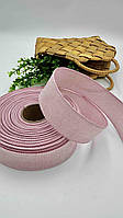 Тканинна стрічка мішковина з дротом на краях 38 мм (м). Колір - рожевий