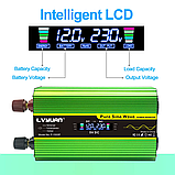Інвертор LVYUAN F-1500P 1600W | 3200W перетворювач 12V/24V DC, 110V/220V AC, 50/60Hz 4 USB, 4 розетки пульт, фото 8