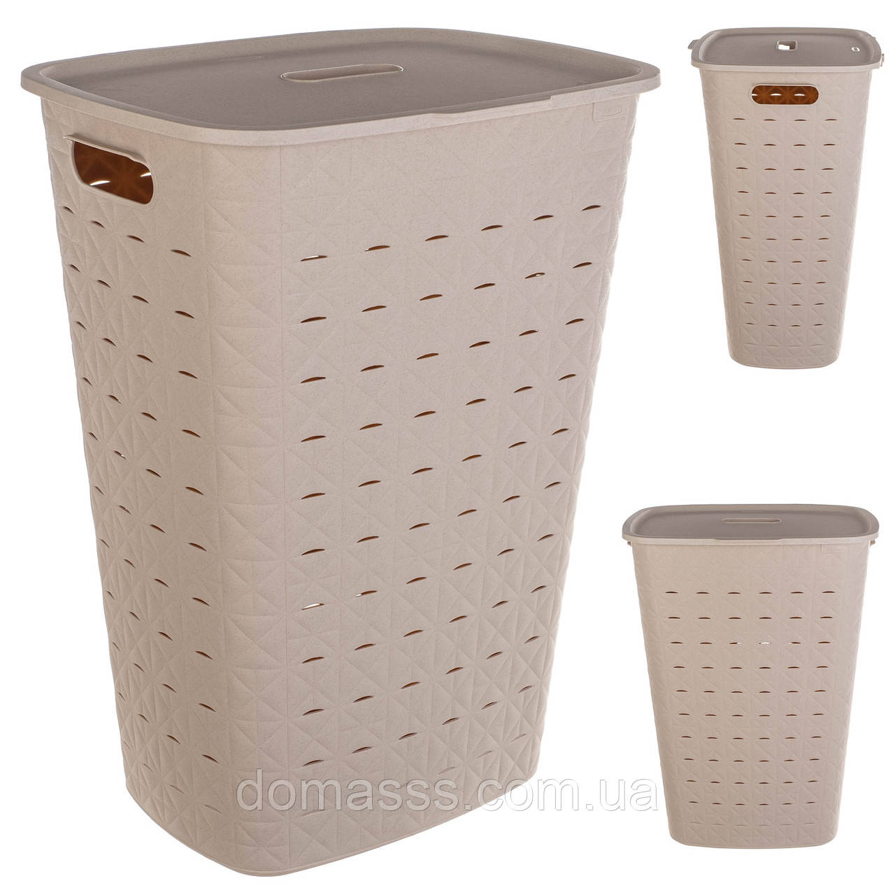 Кошик для білизни Curver Softex 56L (00571) бежевий, з ручками та кришкою
