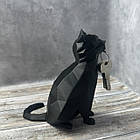 Магнітний тримач для ключів Кіт low poly дизайн Ключниця Чорний, фото 2